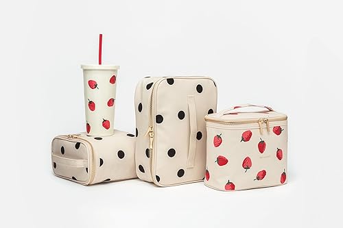 Miniatura 5 de Kate Spade New York Lonchera aislada, enfriador de almuerzo pequeño, bonita bolsa de almuerzo para mujer, bolsa térmica con doble cierre de