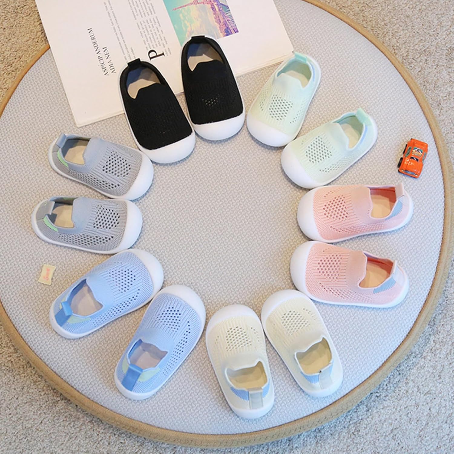 WILLFUN Toddler Boy Girl Mesh Sneakers Baby Knitted Walking Shoes Infant Soft Sole Trainers 1-3 Year-Old Little Kid Breathable Outdoor Shoes image 3