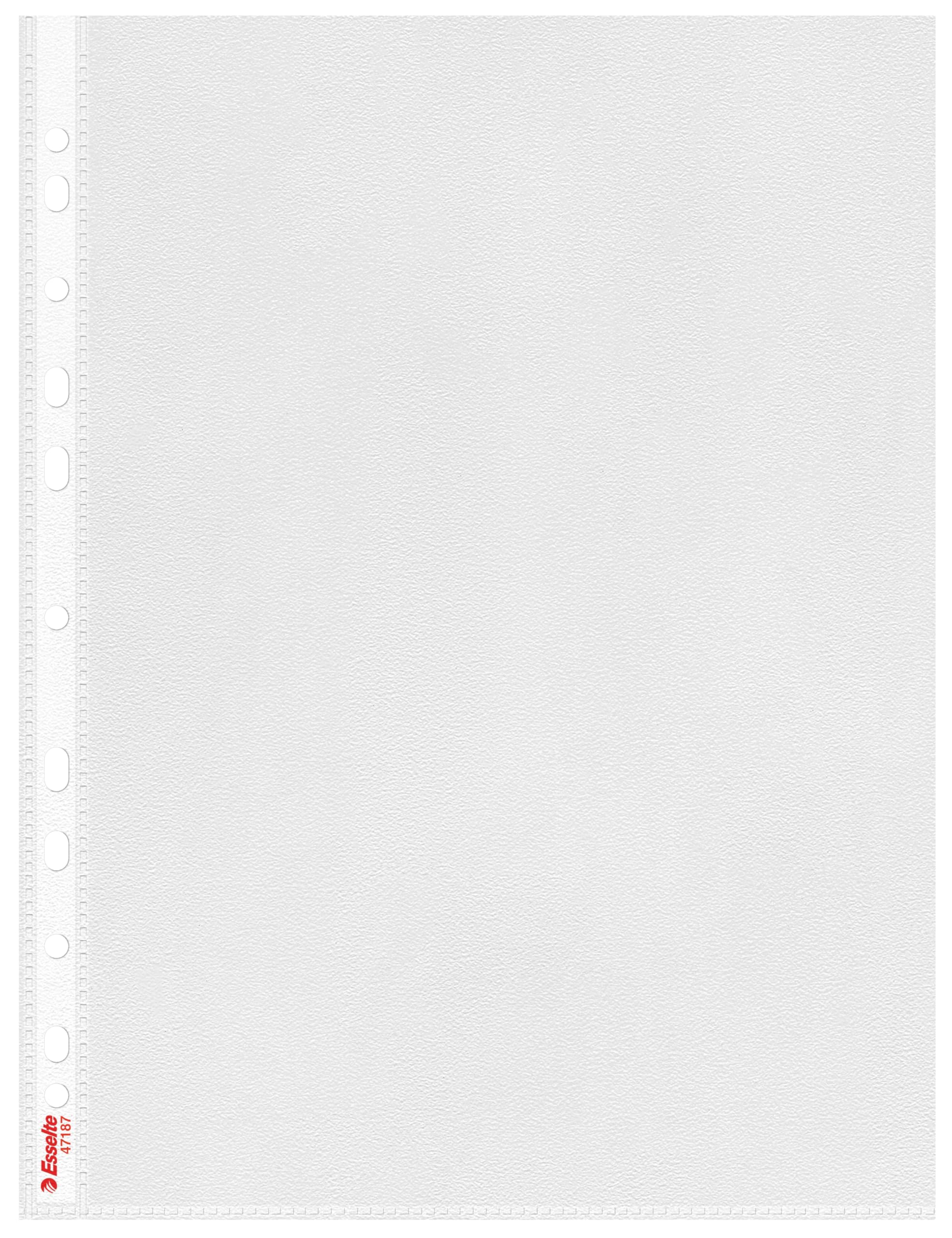 Esselte Heavy Duty Punched Pocket, Pack of 25, Holds up to 20 A4 sheets, Transparent, 115 Micron PP Material, 47187