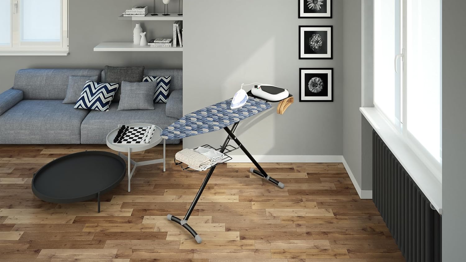 Colombo Turbo Ironing Board with Steam Generator Holder – Extra Large 47.2 x 17.3 in, Heavy-Duty Stable Frame, Height Adjustable up to 37.4 in, Foldable Ironing Table, Laundry Rack, Made in Europe