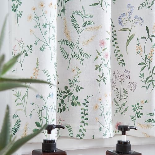 Miniatura 8 de jinchan Cortinas de cocina florales de primavera sobre el fregadero, cortinas de lino de 36 pulgadas de largo, para sala de estar, baño, cortinas