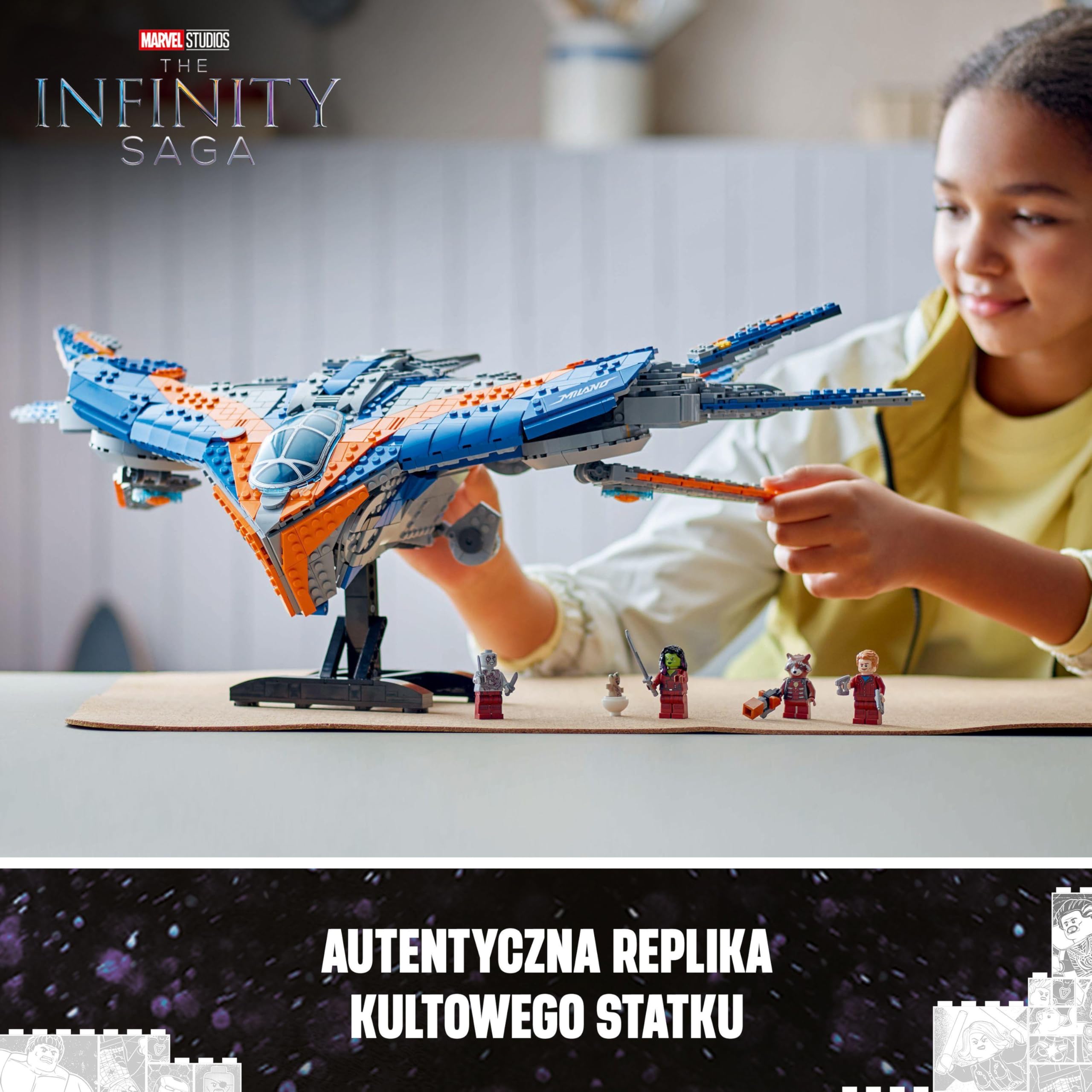 LEGO Marvel Strażnicy Galaktyki: Milano, Statek Kosmiczny, Zabawka Konstrukcyjna dla 12-latka, 4 Minifigurki Superbohaterów i Mały Groot, Pomysł na Prezent dla Nastolatka i Fana Avengersów, 76286
