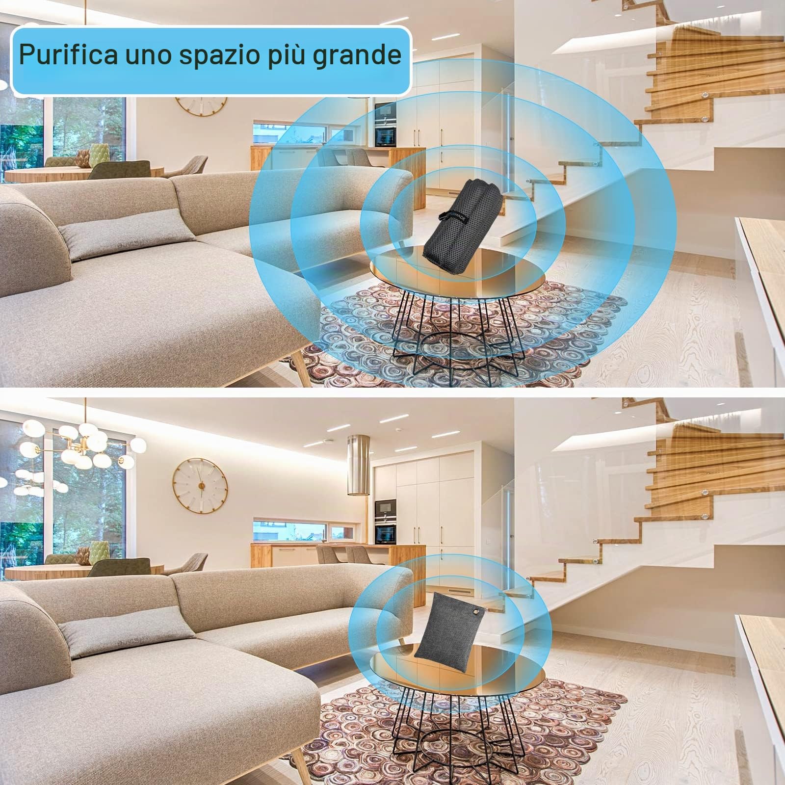 Sacchetti Purificanti Aria con Carbone di Bambù, 300g Deodorizzante Riutilizzabile per Auto, Armadi, Bagni, Spazi Animali - Elimina Odori con Carboni Attivati e Design Modulabile