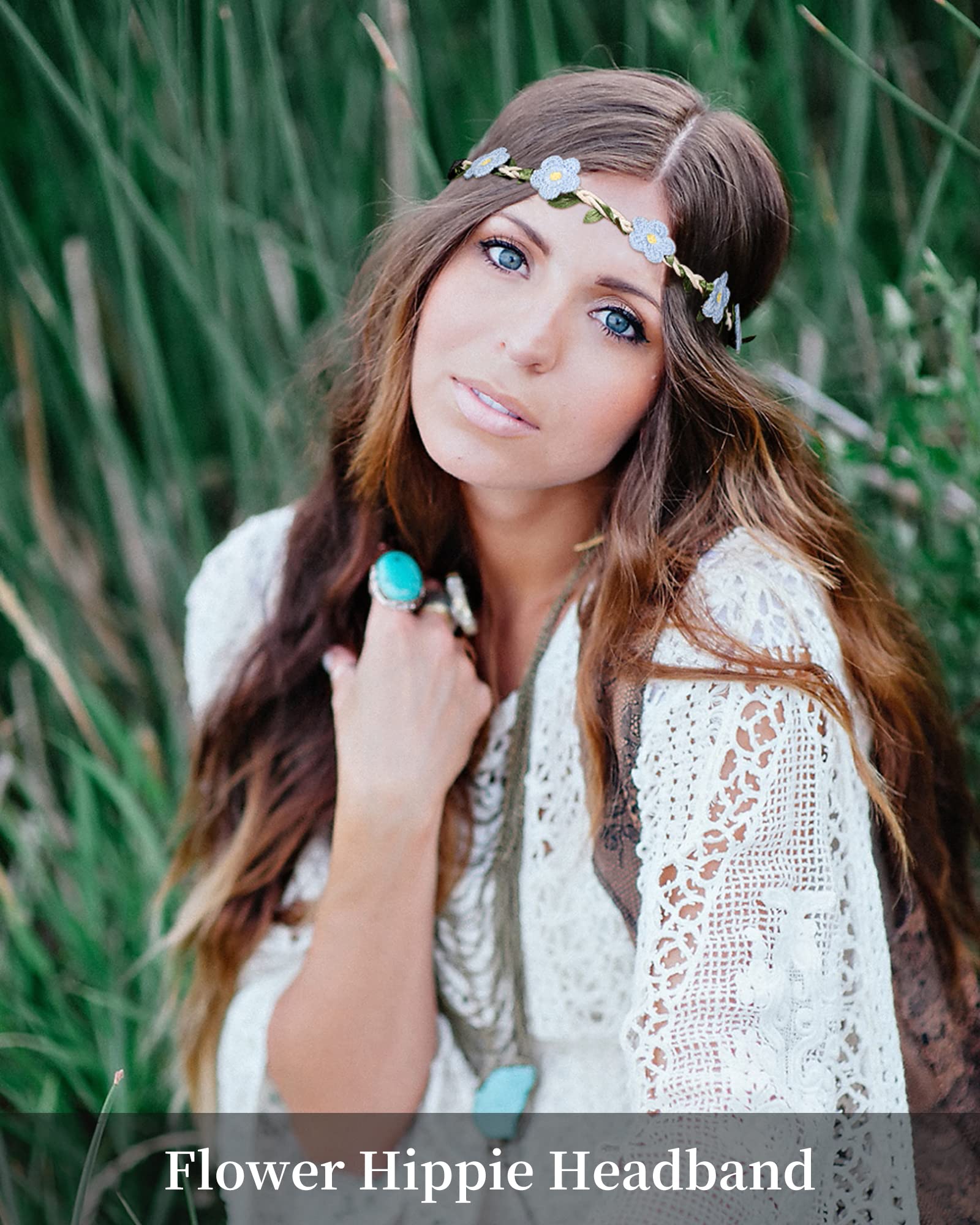 Amazon.com: AWAYTR 9pcs Sunflower Headband Hippie Flower 