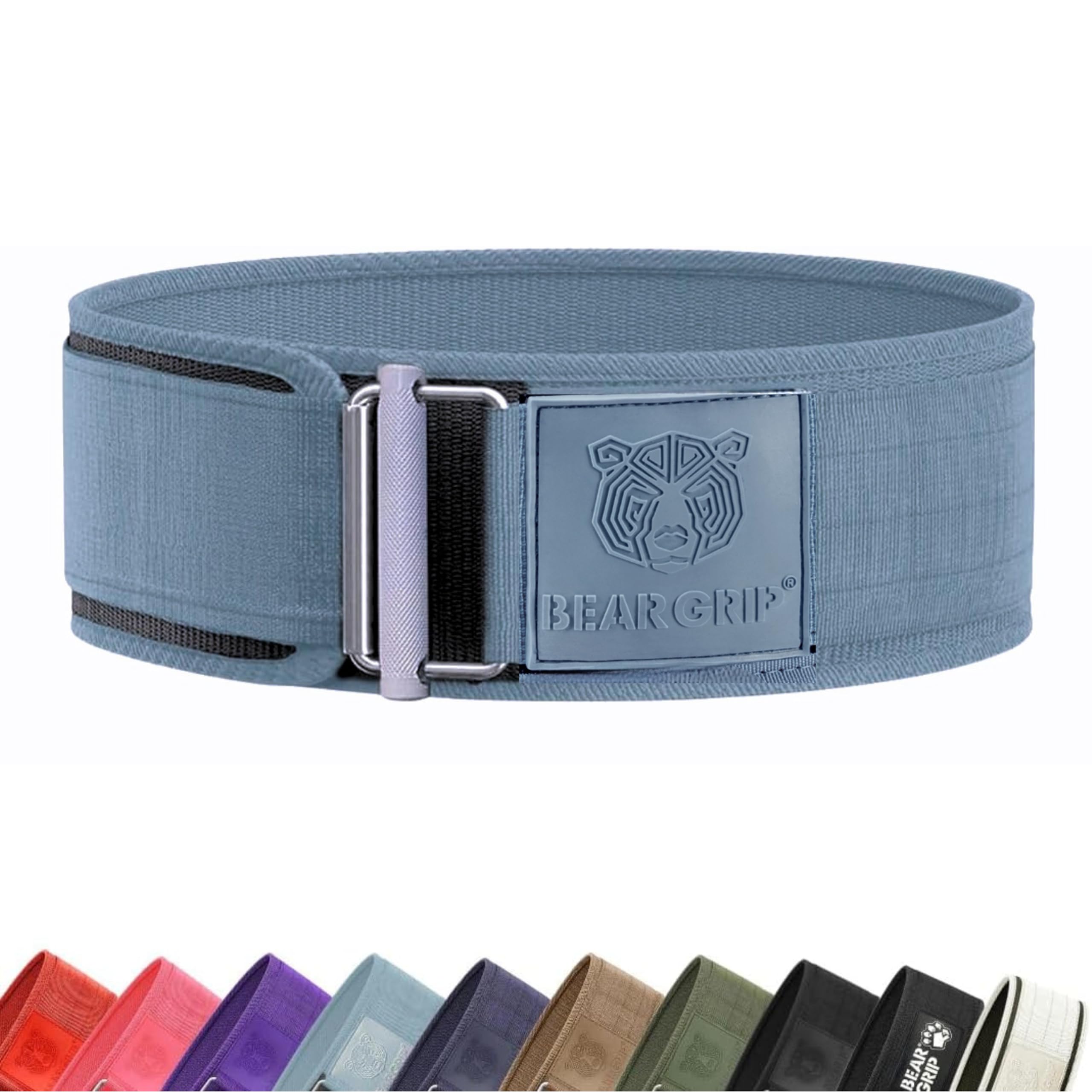 BEAR GRIP - Self-Locking Weight Lifting Belt, Premium Weightlifting Belt for Crossfit, Power Lifting, Bodybuilding, Lifting Belt for Men and Women, Workout Belt for Liftin (Grey, M) — image 1