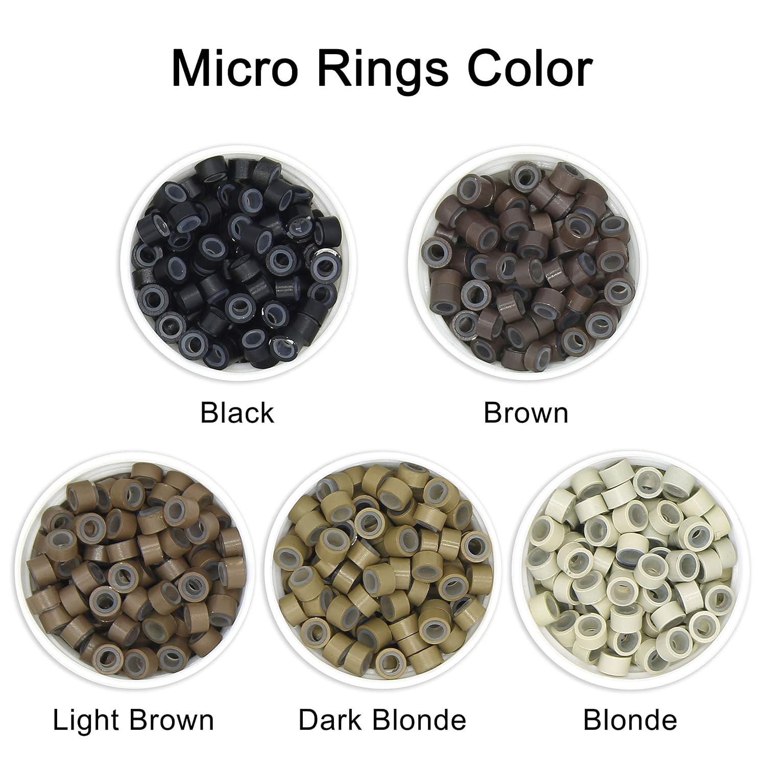 Ryalan 500Pcs 5mm Silicone Lined Micro Rings Links Beads for Hair Extensions for Feather Hair & Stick I Tip Hair & Micro Loop Hair (Micro Rings 500Pcs, Dark Blonde)