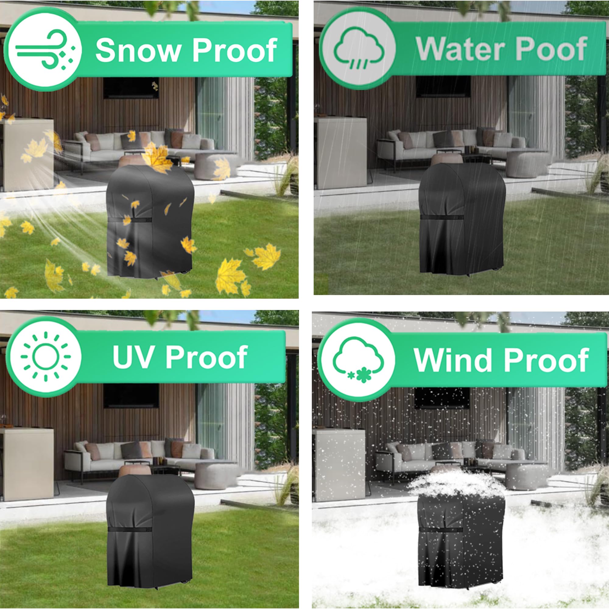 Funda para Barbacoa Impermeable, Cubierta BBQ de Parrilla 210D Oxford Protector, Anti-Viento/Anti-Polvo/Anti-Humedad, Resistente al Desgarro/Agua/Lluvia/Nieve/Sol (77 x 67 x 110) — view 4
