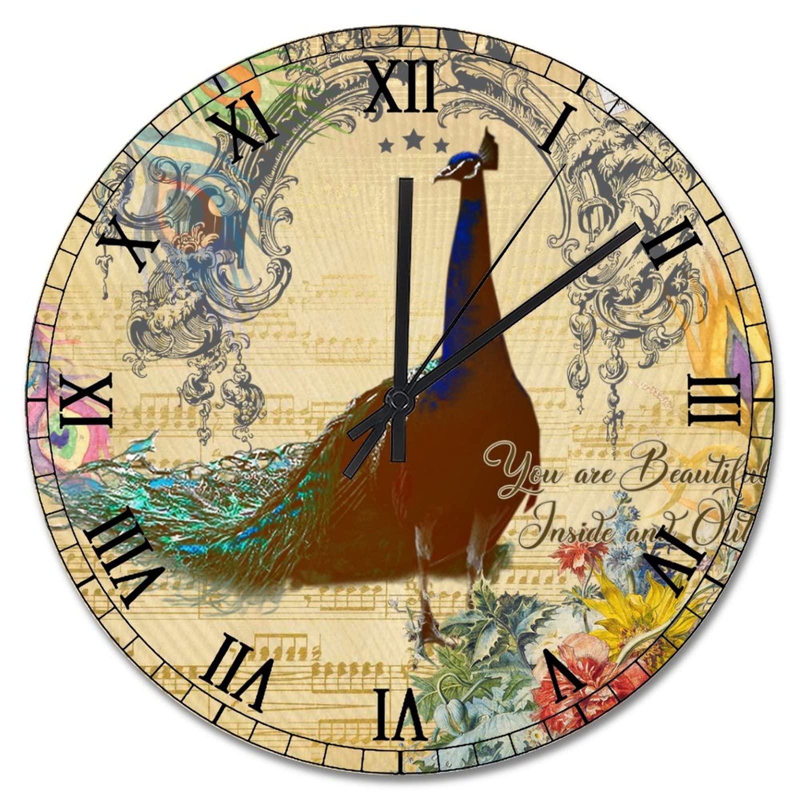 Horloge murale silencieuse en bois 38 cm pour chambre et salon