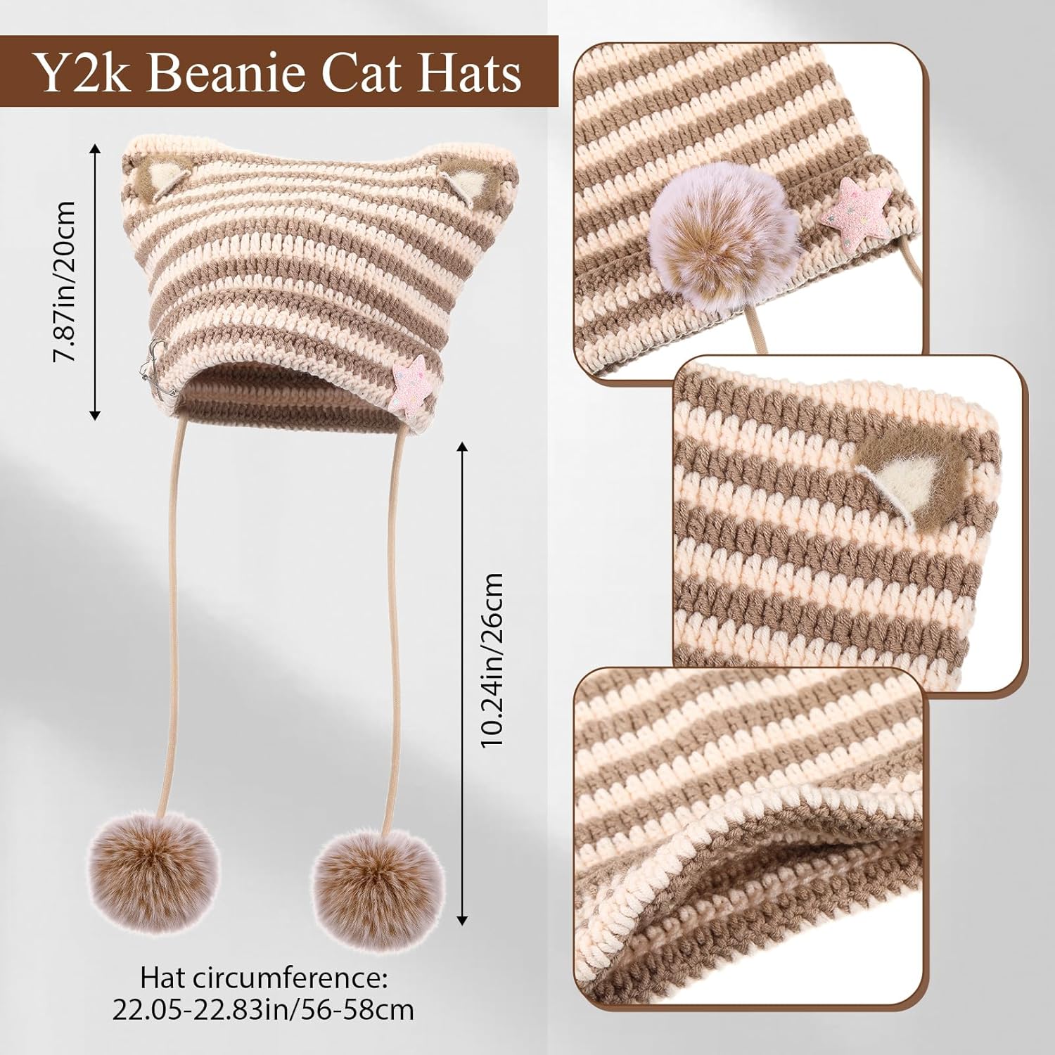Y2k Beanie Cat Crochet Hats Cat Beanie Accessories with Kawaii Leg Cover for Women Girls