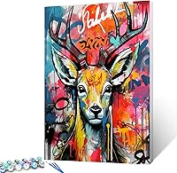 Vista 24 de Tucocoo Pintura al óleo estilo graffiti por números para adultos principiantes con marco, pintura de guitarra fresca por número sobre lienzo