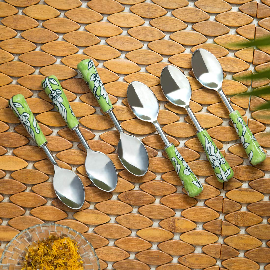 ExclusiveLane "The Mughal Zahri" Hand-Painted Stainless Steel & Ceramic Table Spoons (Set of 6) - Dinner Spoon Set for Dining Table Accessories Dessert Spoon Eating Dining Spoons Flatware Cutlery Set (B07ZKNXWLG) Amazon Price History, Amazon Price Tracker