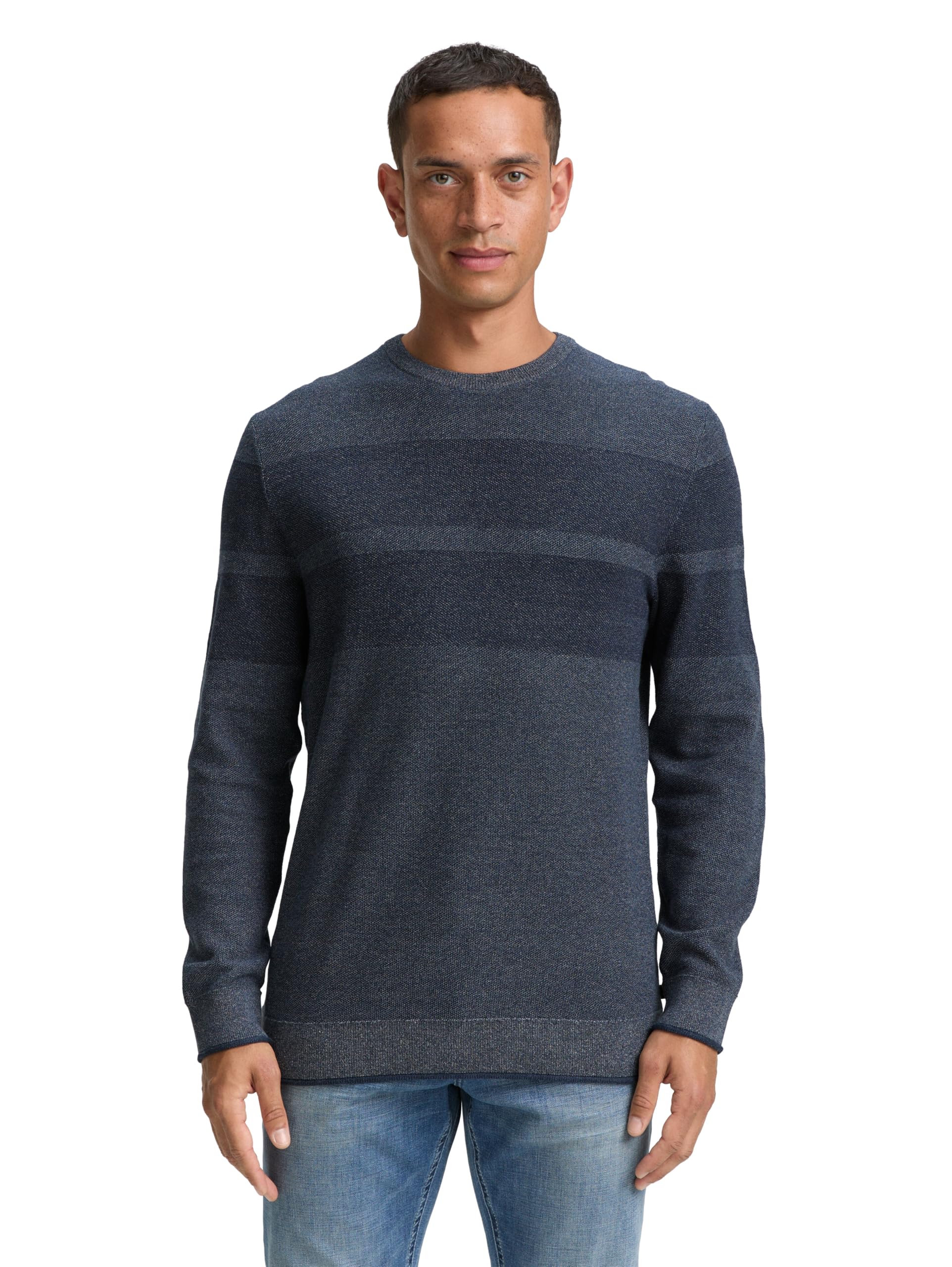 TOM TAILOR Herren Strickpullover mit tonalen Streifen