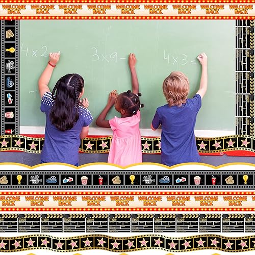 Miniatura 6 de Yexiya 4 rollos de 131 pies para tablón de anuncios de noche de cine, bordes de teatro, carpa roja, carretes de película, decoración para