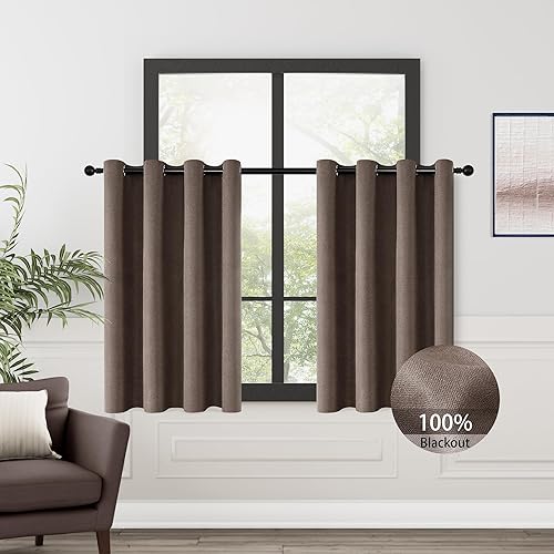 Miniatura 225 de ChrisDowa Cortinas 100% opacas de abedul liso de 96 pulgadas de largo, 2 paneles para dormitorio, sala de estar, oscurecimiento de la habitación de