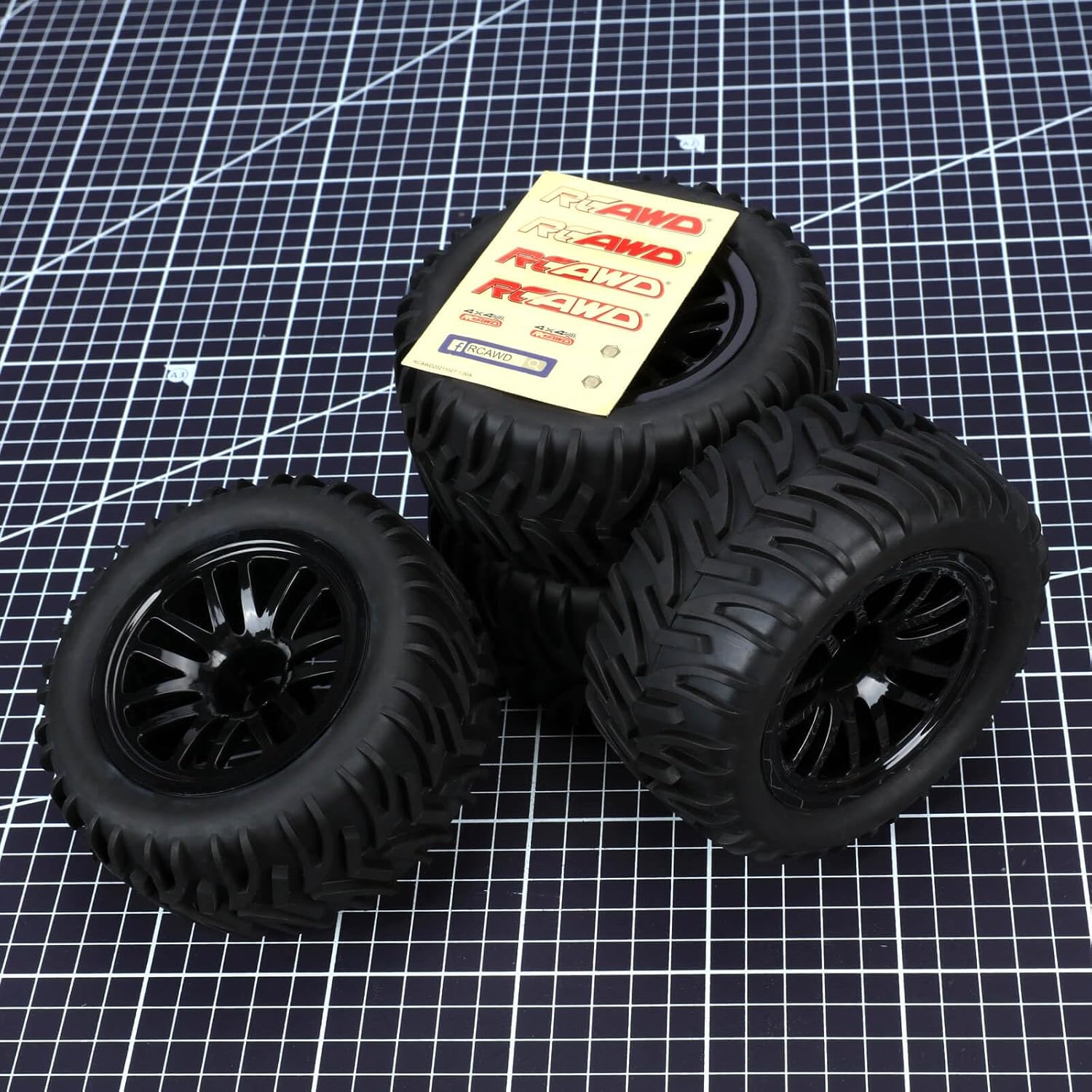 RCAWD Pre-Glued RC Wheels and Tires for 1/10 Redcat, Hpi, Tamiya, Associated, HSP, ExceedRC Series Upgrades Part