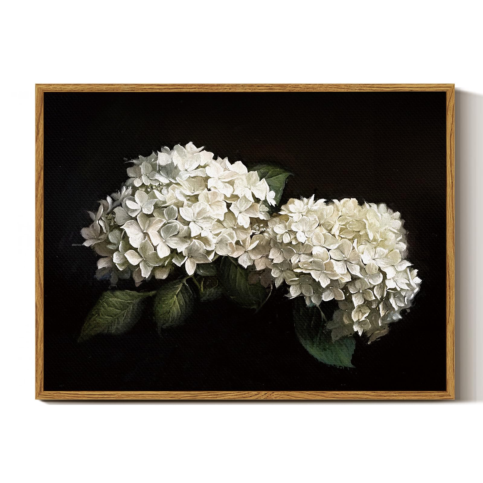 InSimSea Framed Canvas Prints Art Vintage Decor, Flower Moody Hydrangea Still Life Painting Room Decor Aesthetic, Farmhouse Art, Botanical Floral Wall