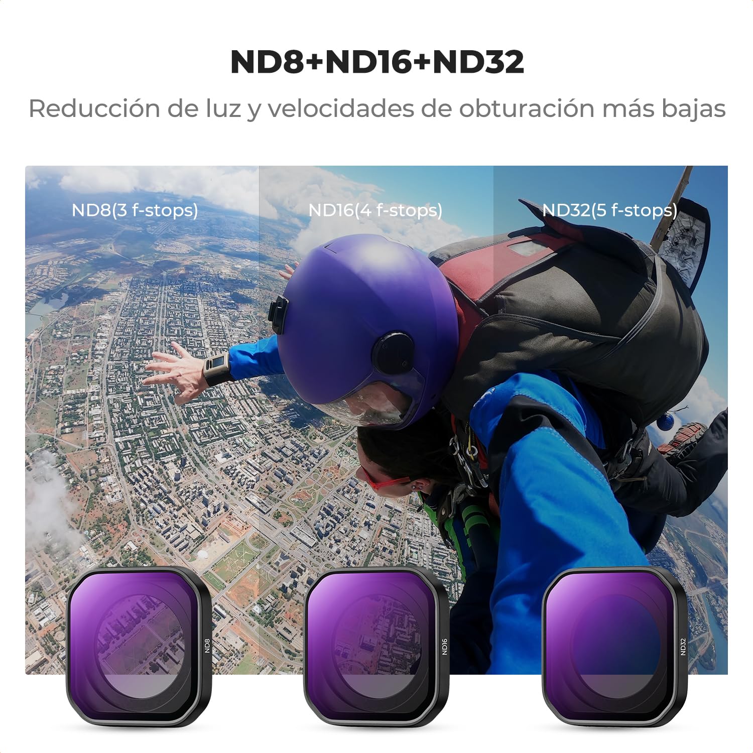 K&F CONCEPT Set de Filtros PL y ND de Rosca Compatible con Insta360 Ace Pro 2, 4 Unidades PL+ND8+ND16+ND32, Kit Accesorios Cámara Acción Filtros Densidad Neutra, Vidrio Óptico HD Multicapa