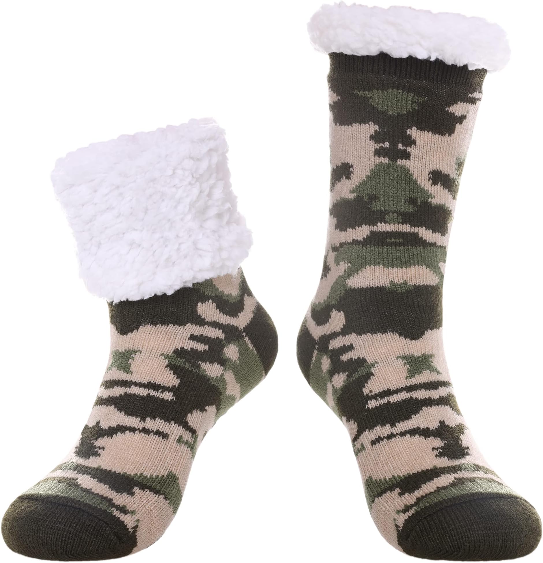 Mens Fuzzy Slipper Socks Soft Warm Cozy Fleece Lined Winter With Grips Socks