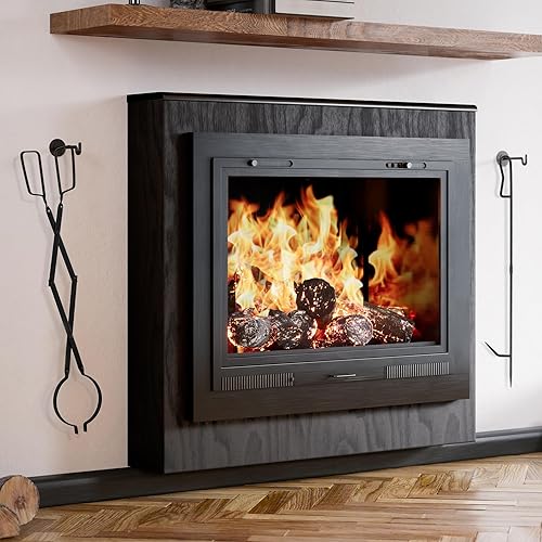 Miniatura 2 de Navaris Juego de herramientas para chimenea  Pinzas de leña y póquer de fuego resistentes  Pinzas de fuego para chimeneas de interiorexterior,