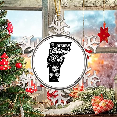 Miniatura 7 de Vermont States Novelty Metal Snowflake Ornaments Xmas Gift Merry Christmas YAll Christmas Tree Ornament Patriotic USA State Christmas Decorations