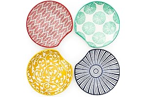 KitchenTour Ceramic Countertop Spoon Rest for Cooking Utensils – Set of 4