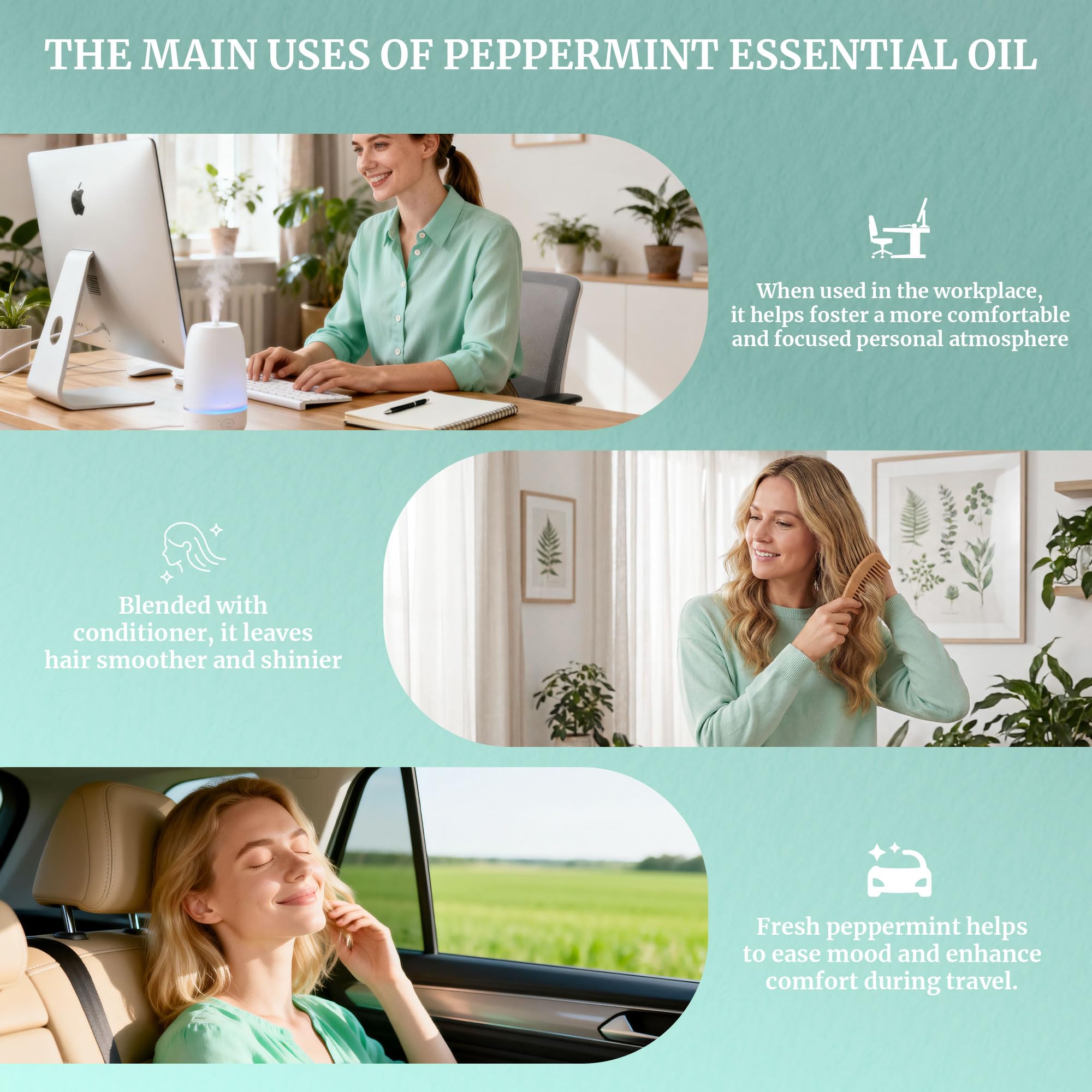 Olio Essenziale di Menta Piperita, 100 ml con Contagocce, Olio essenziale Naturale di Menta Piperita, Adatto per la cura di unghie, DIY, SPA, Aromaterapia