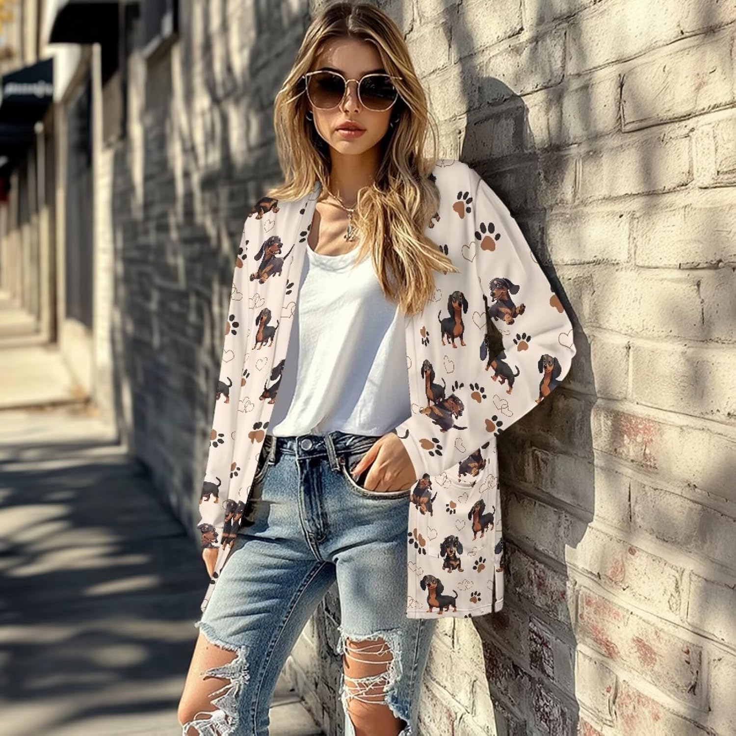 Cardigan Jacket with Pockets Open Front Jacket Coat, Fashion Outerwear Long Sleeve Outerwear - Image 5