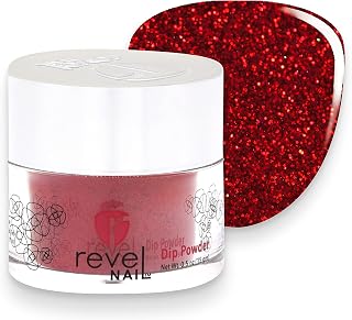 Revel Nail Dip Powder - Red Glitter Powder Dip Nail Polish, Chip Resistant Dip Nail Powder with Vitamin E and Calcium, DIY Manicure, Infatuated