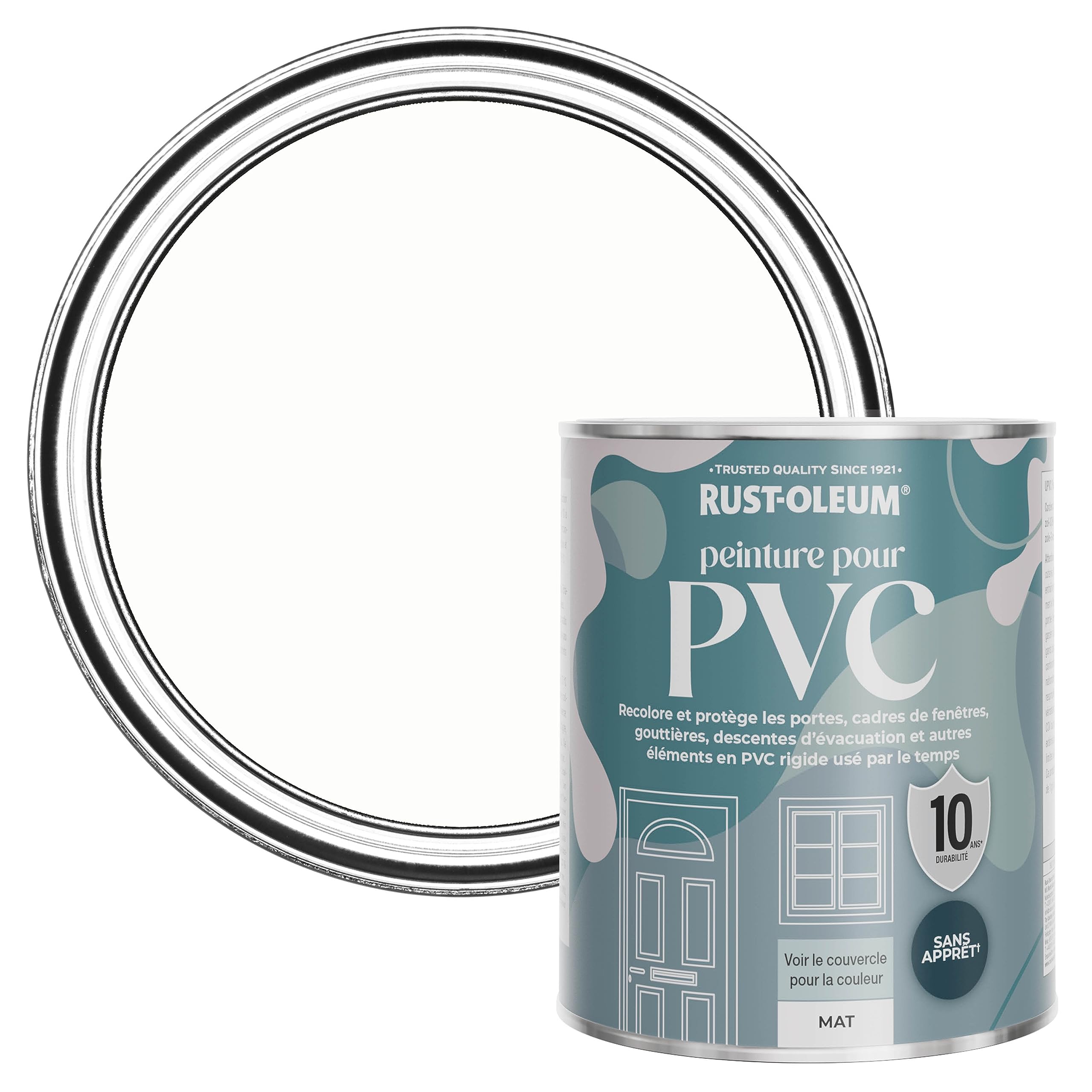 Rust-Oleum Peinture Blanche pour Portes & Fenêtres en PVC, Finition Mate - Craie Blanche 750ml
