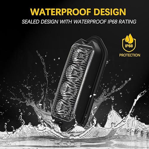 Miniatura 4 de Luces estroboscópicas para camiones con función de sincronización, estilo de aluminio grueso, luz de advertencia en ámbar y blanco (ámbar y blanco)