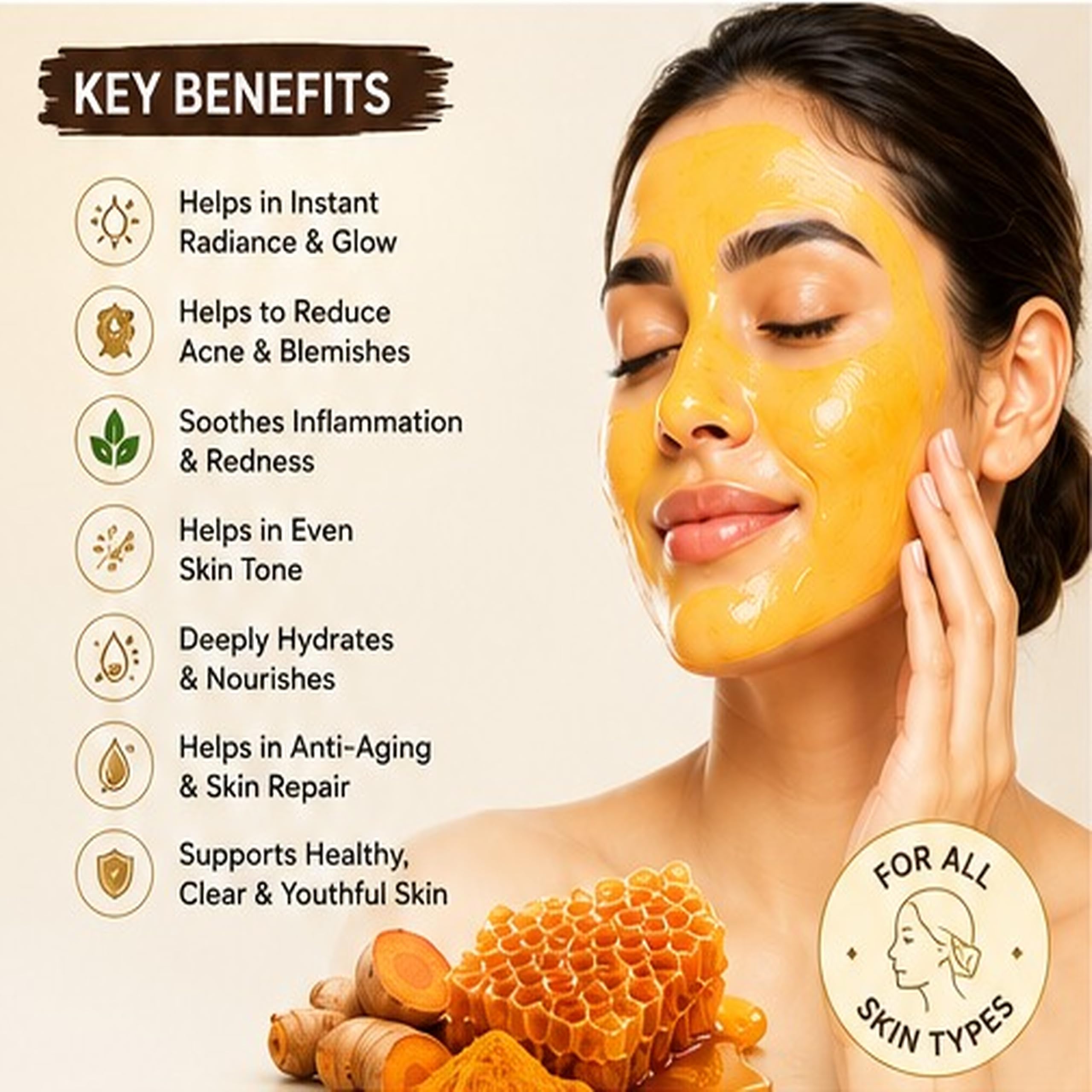 GVSK Curcumin Honey Face Mask for Radiance, Hydration, Even-Looking Skin - Face Mask with Curcumin Extract, Golden Honey, Aloe Vera & Vitamin C - Blemish Care - 30 Single-Use Sticks x 8g, 240g 3