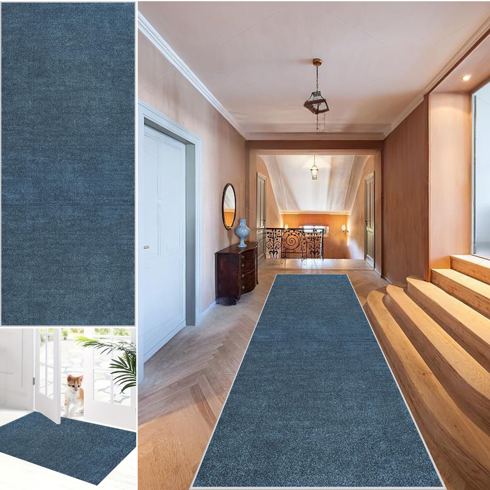 Fjhaeuo Carpet Runner for Hallway Non Slip Long Kitchen Runners Large Rugs Living Room, Short Pile Washable Rug Area Rugs for Bedroom Dining Room bathroom sink carpet 120 x 520 cm