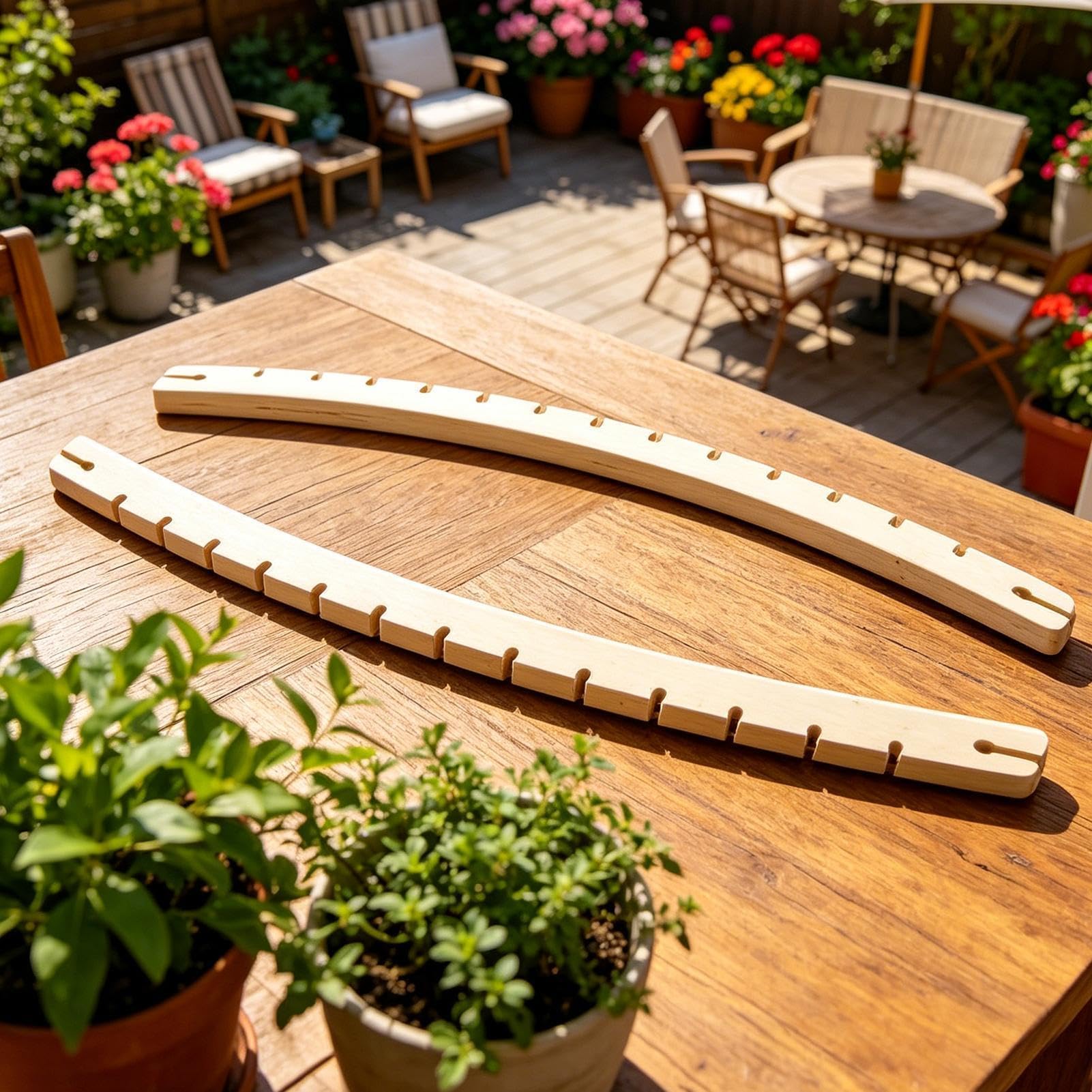 Varillas de madera para hamaca, 2 unidades, 14 agujeros, desmontables, curvadas, soportes de repuesto para jardín, camping, exterior, balcón y terraza