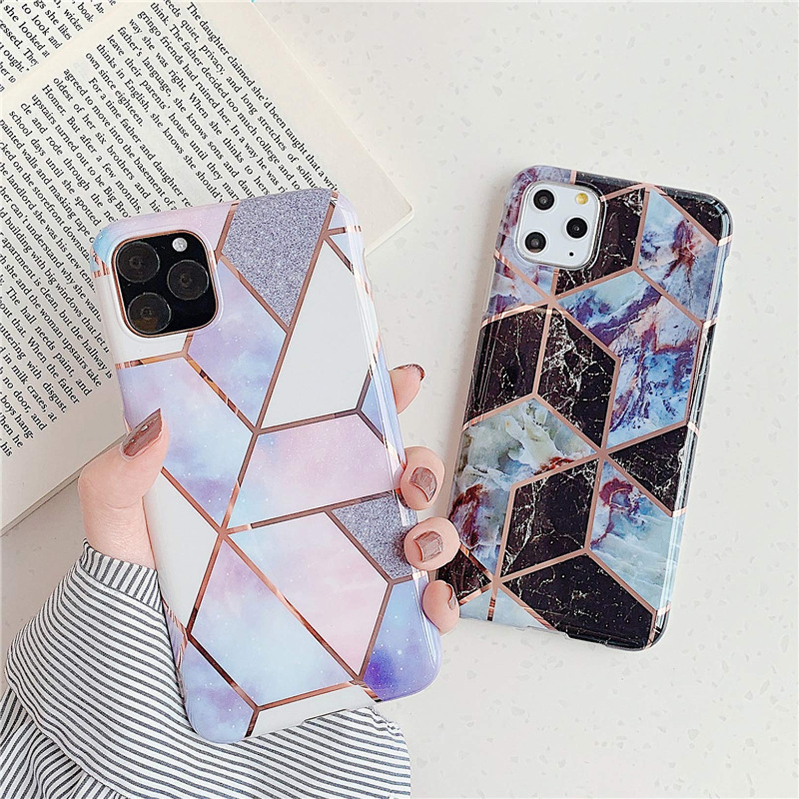 Sitthyw - Cover per iPhone 12 Pro Max Marmo, motivo: Marmo, in silicone TPU, ultra sottile e antigraffio, colore: Nero