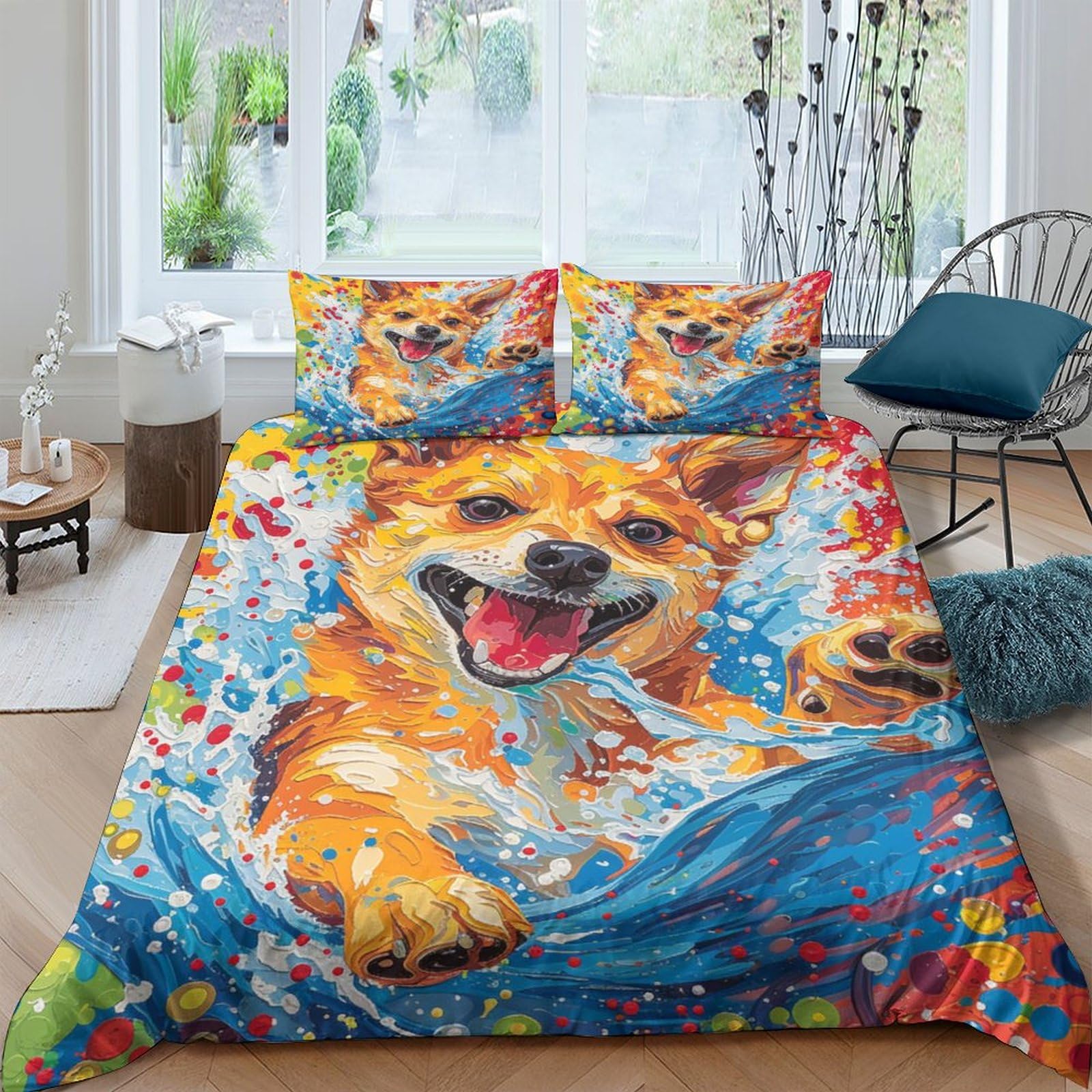Housse de couette douce motif chien mignon pour des nuits douillettes