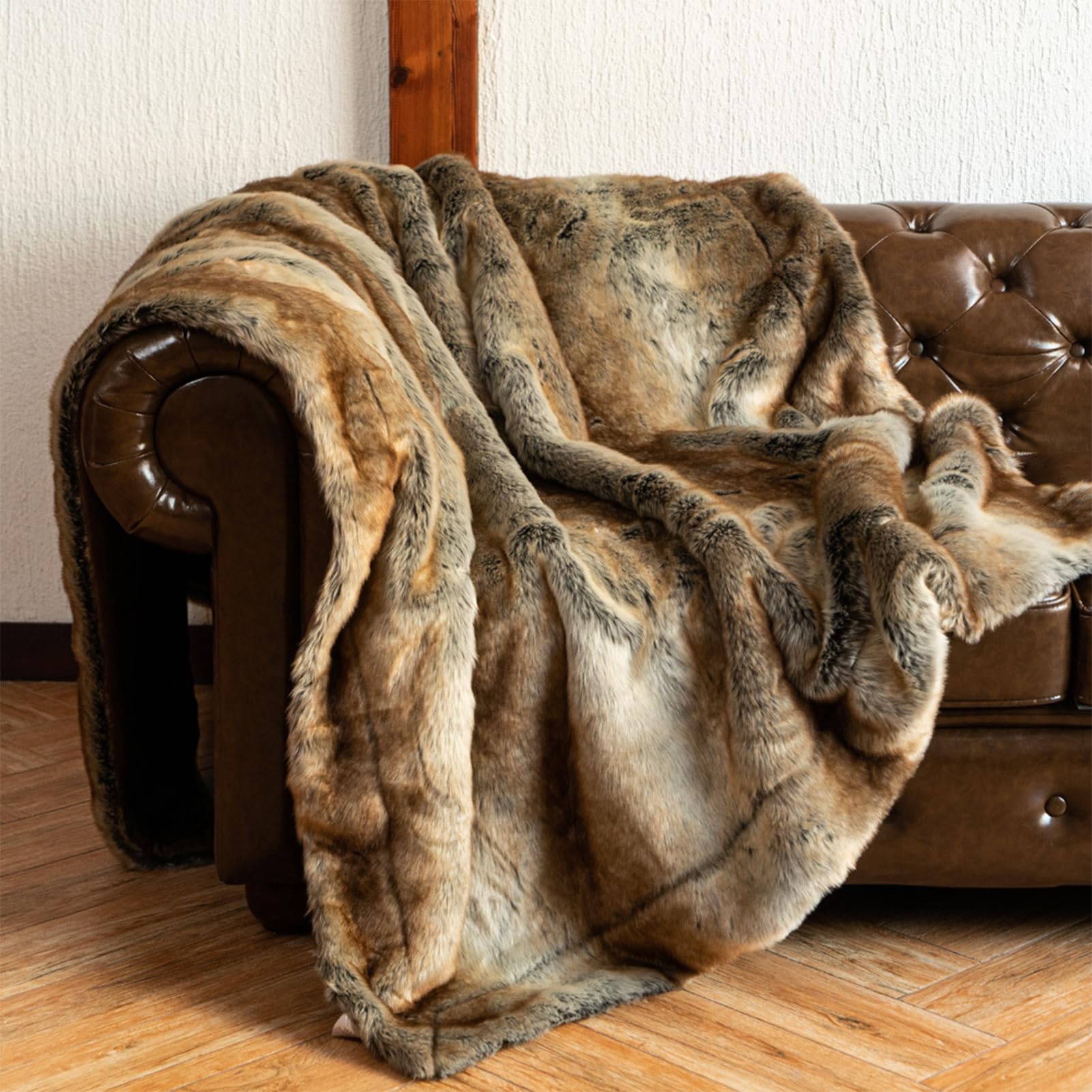 Plaid fausse fourrure haute qualité luxe pour décoration canapé 150x200