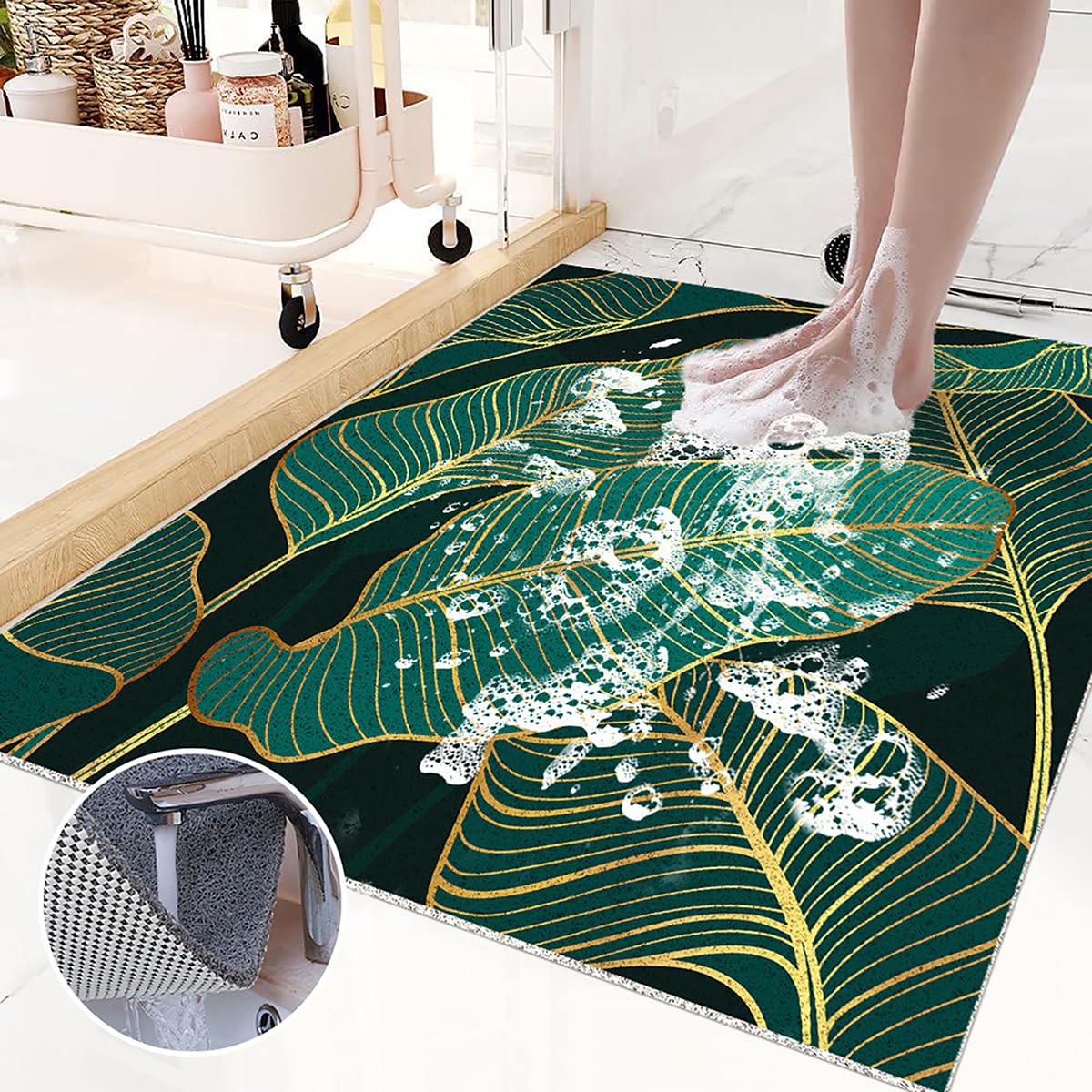 Alfombra Antideslizante Ducha 80x150 cm Patrón de Color Alfombrilla Antideslizante Ducha PVC Suave y cómodo Alfombra Ducha Antideslizante Alta Permeabilidad al Agua