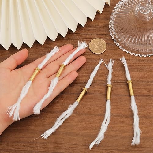 Miniatura 3 de CHGCRAFT 5 mechas de repuesto de fibra de vidrio con soporte de tubo de latón para lámpara de aceite y quemador de alcohol, color blanco