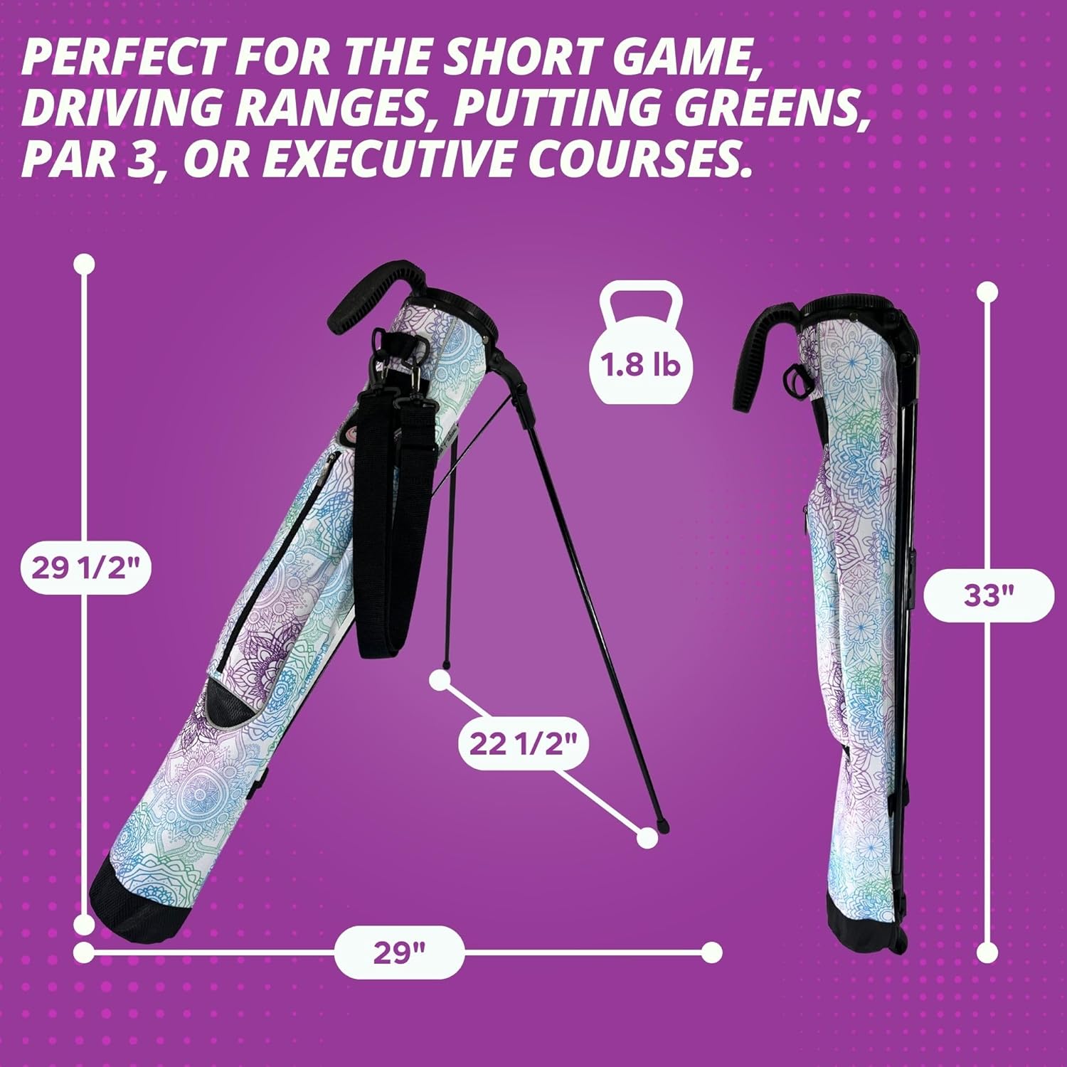 Taboo Fashion Sunday Golf Bags for Women - Lightweight Golf Range Bag with Self Flexing Stand and Shoulder Strap for Driving Range, Par 3 or Executive Course