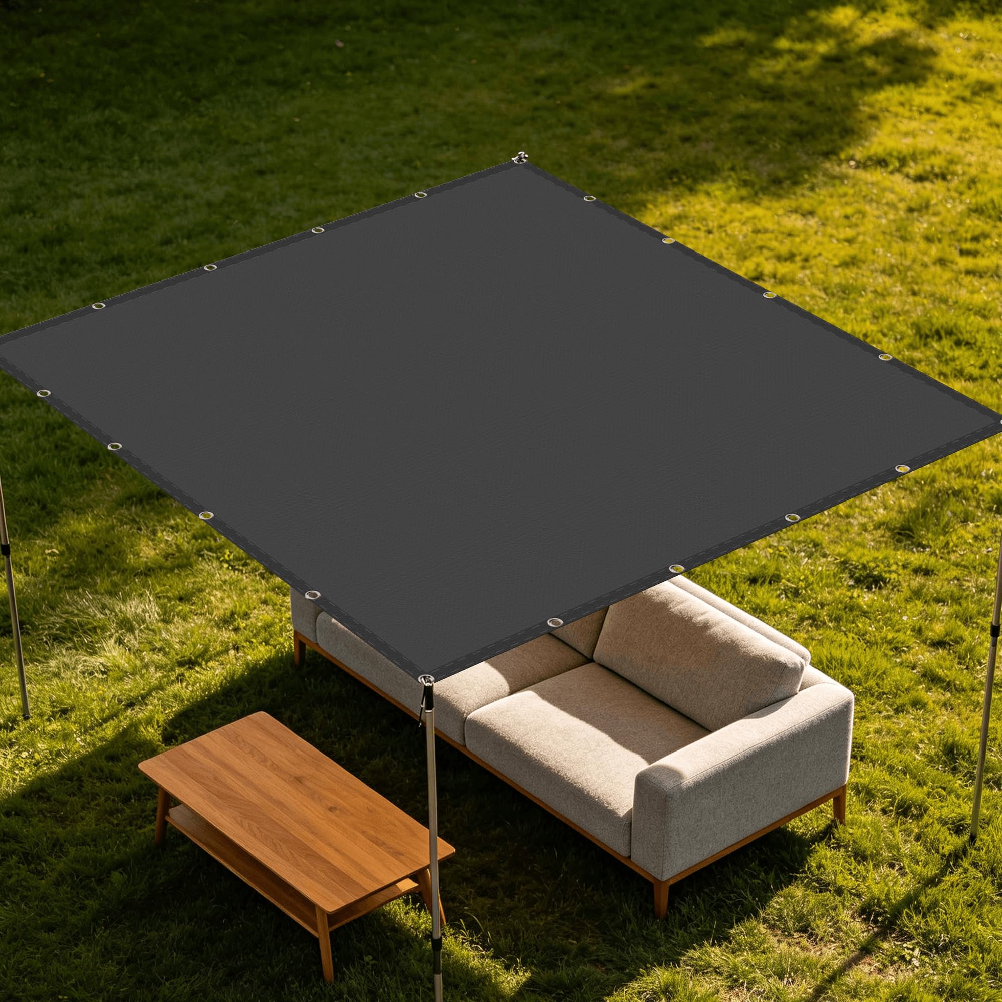 Voile d'ombrage carré 3.6x3.6m gris foncé résistant à l'eau pour terrasse