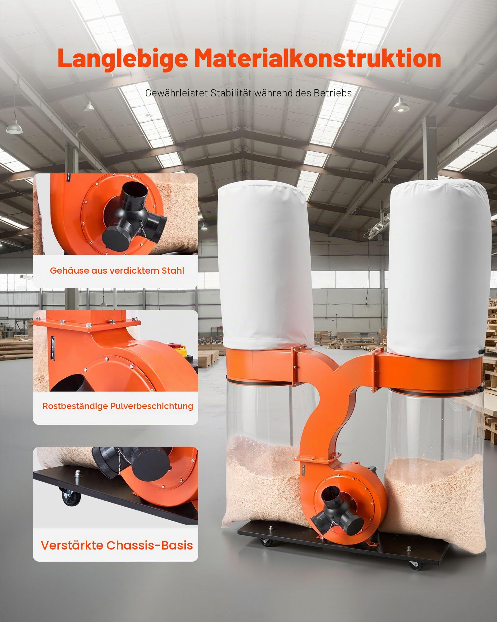 VEVOR Absauganlage 2634,47 m³/h 2,5 Mikron 3,0 PS 2800 U/min Vliesstoff