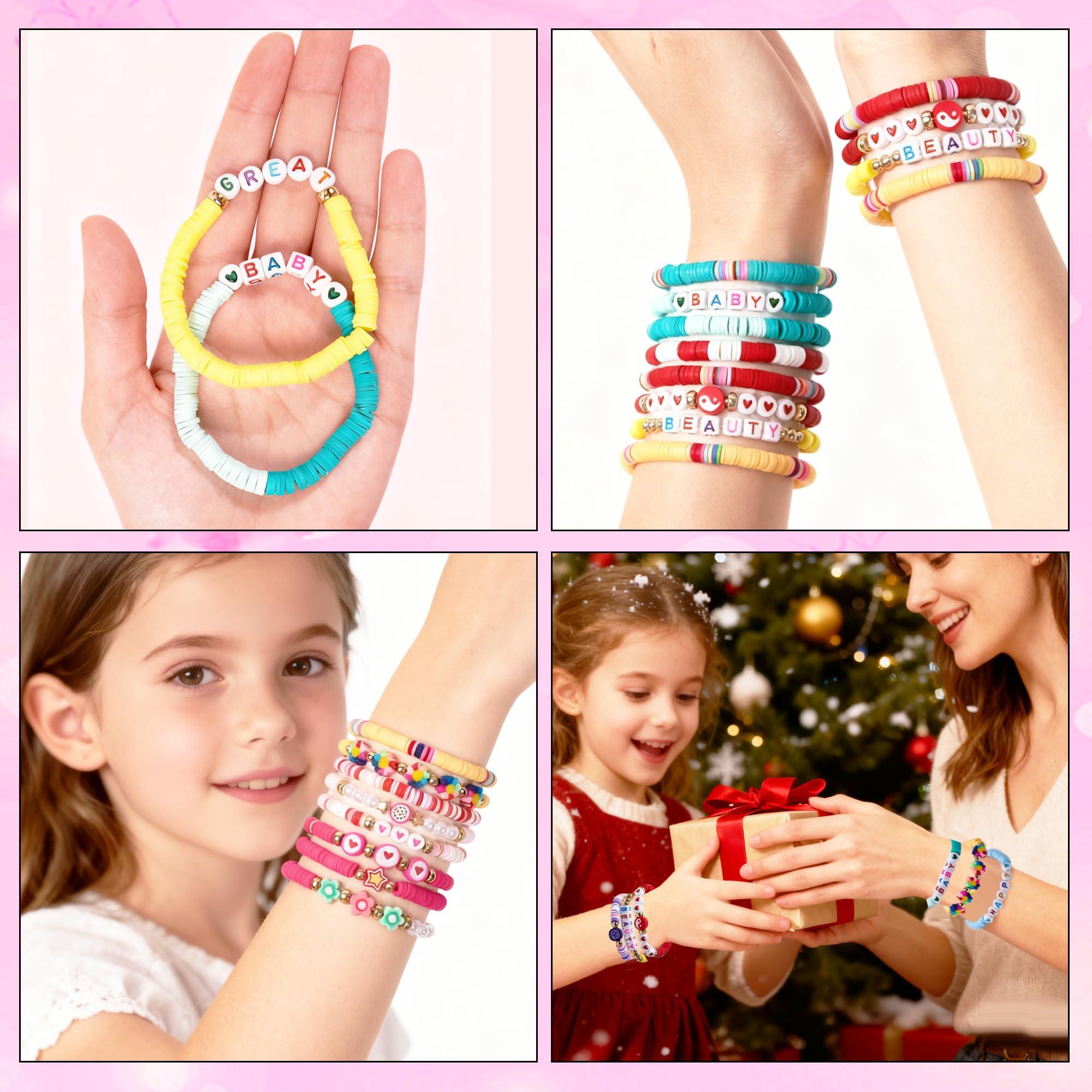 Lot de 32 Bracelets Colorés Preppy Cadeau Anniversaire Enfants Adolescents