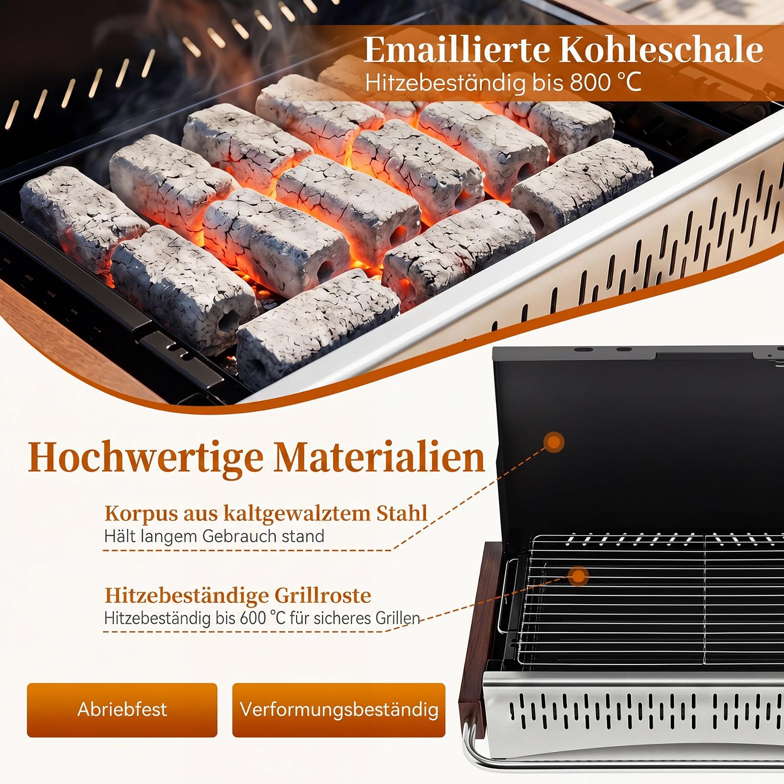 COSTWAY Grill na węgiel drzewny, mały, składany grill stołowy (62 x 43,5 x 6,5 cm)