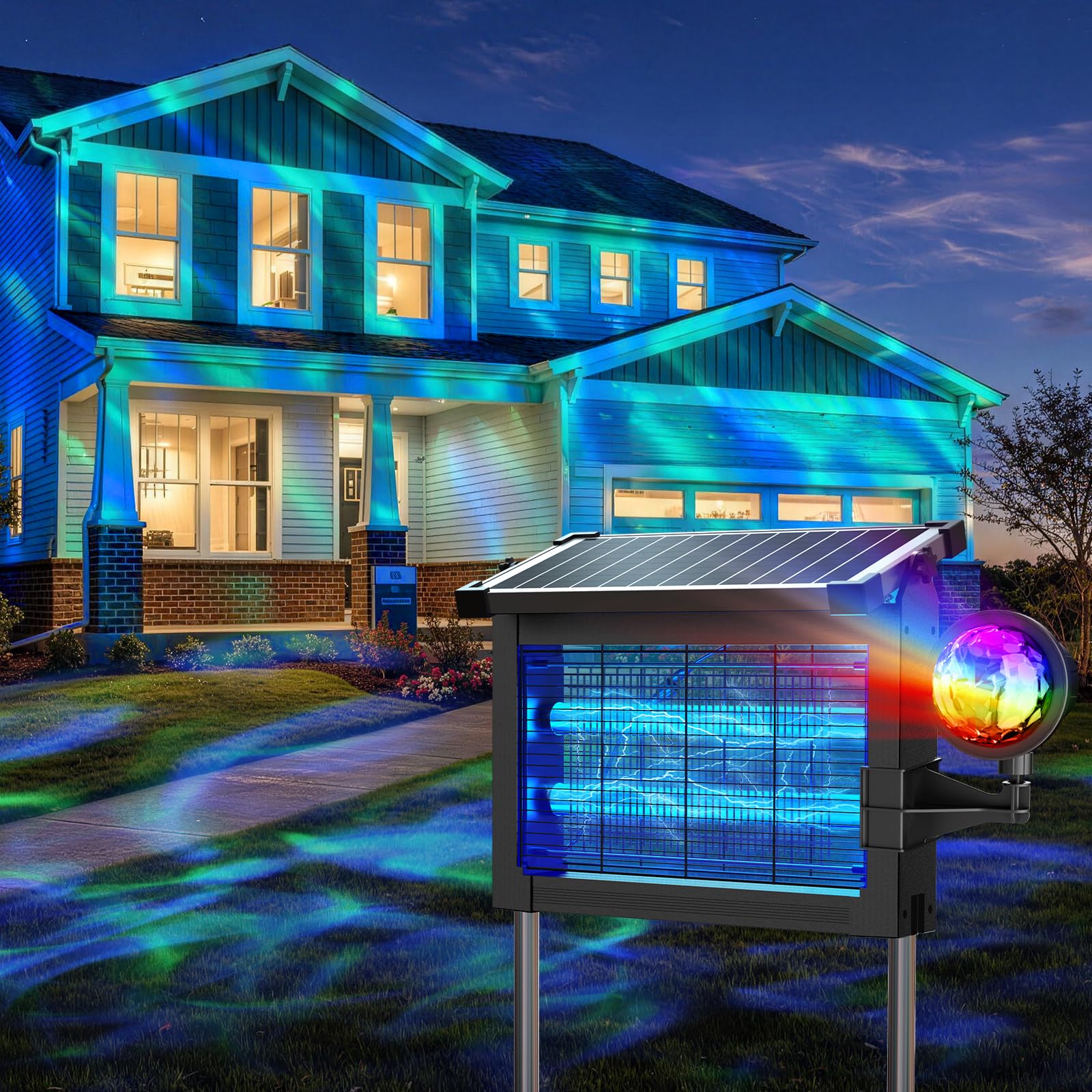 Photo 1 of PhatroyYee Solar Bug Zapper with Projector Lights, 4500V Electric Outdoor/Indoor