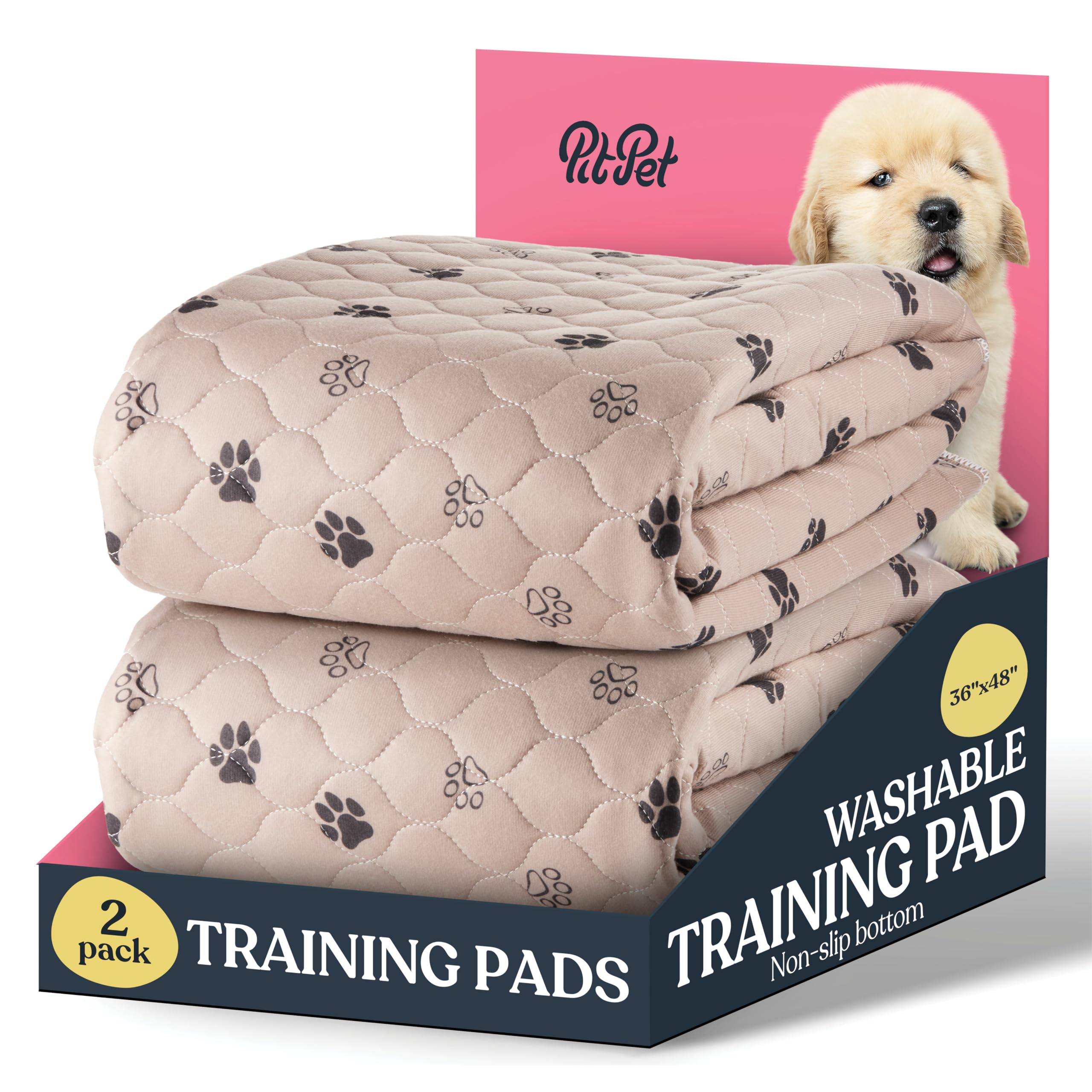 Super Absorbent Washable Pee Pads for Dogs - 2-Pack Superior Reusable Puppy Pads Pet Training Pads –100% Waterproof Dog Pee Pad Protects Against Urine Leakage Non-Slip Grip Prevents Slipping& Bunching