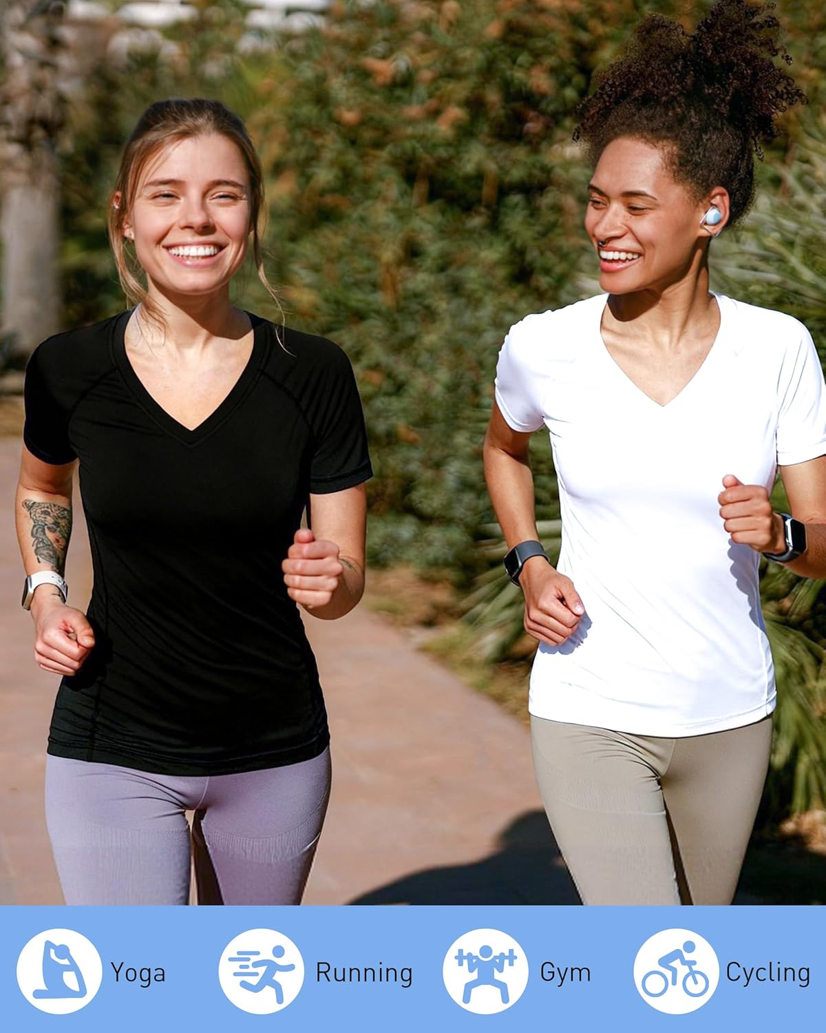 Roadbox Women's Compression Shirt Short Sleeve V Neck Workout Tops Quick Dry Athletic Gym Base Layer for Yoga Running Sports - Image 5