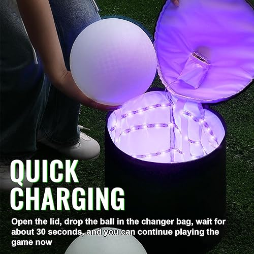 Miniatura 4 de Hiboom Cargador de luz UV, bolsa de recarga LED grande para brillar en la oscuridad, Kickball Dodgeball fútbol, fútbol, baloncesto, voleibol en la