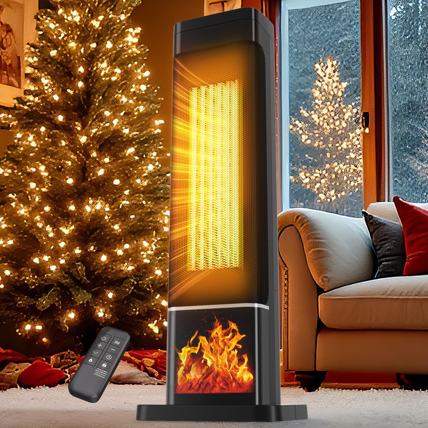 Space Heater Large Room 25 Electric Heaters for Indoor Use with Remote Adjustable Thermostat 120 Oscillation 24H Timer
