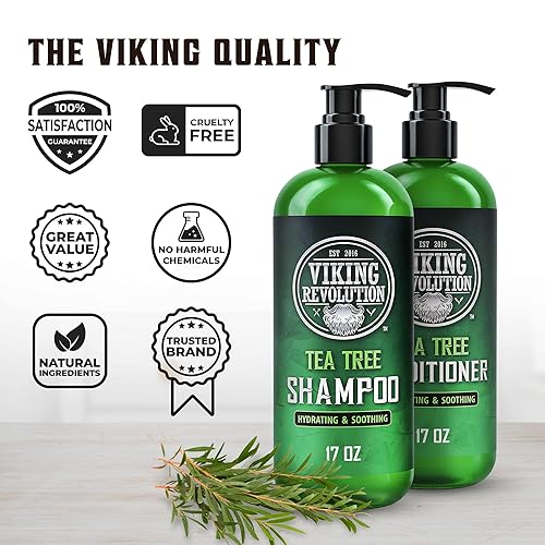 Miniatura 4 de Viking Revolution Juego de champú y acondicionador para árbol de té hidrata alivia el cuero cabelludo seco y con picazón con aceite natural de árbol