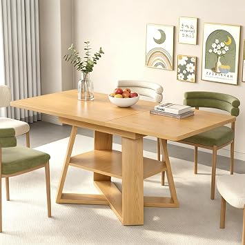 Extendable Dining Room Table for 4-6 with Removable Leaves, Space Saving